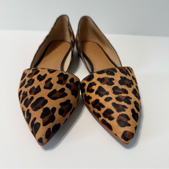 J. Crew Calf Fur Leather Flats Shoes Women’s 7.5 Pointed Toe Animal Print - Picture 5 of 15